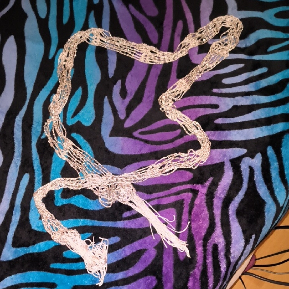 Elegant Silver Women's Beaded Scarf